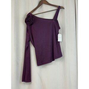 NWT London Rose Asymmetrical Romantic Purple Top Size XL